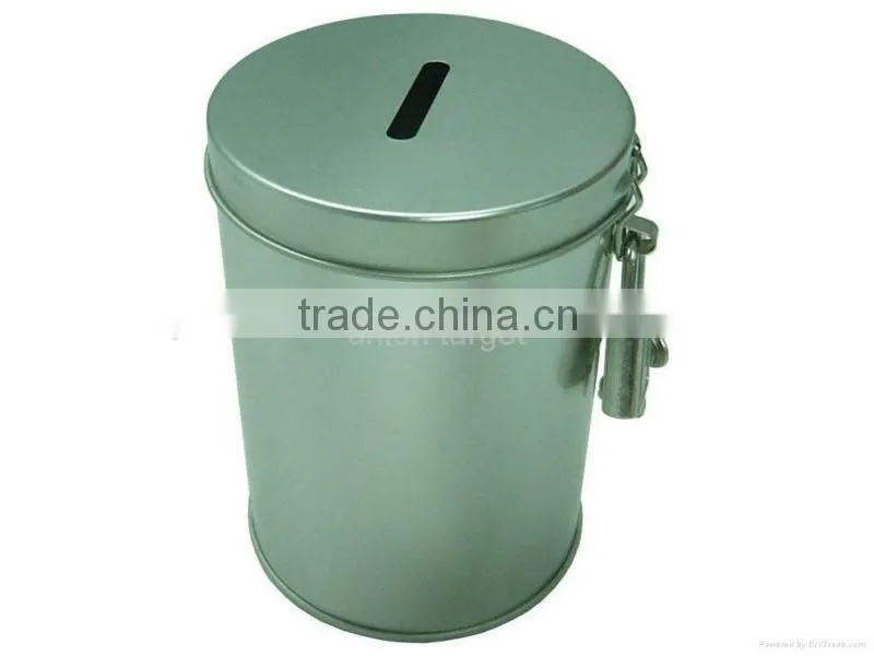 Custom round money saving tin box with lock