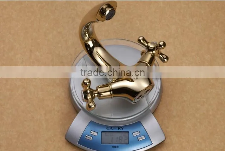 brass dual gold handle basin faucet