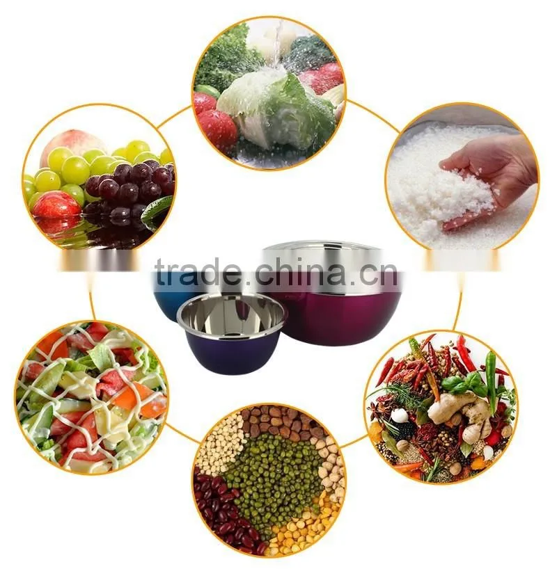 stainless steel metal colored soup bowl/ dinner food basin/ mixing bowl set