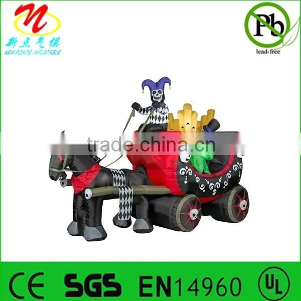 Halloween inflatable haunted house castle with skeleton, ghost and skull
