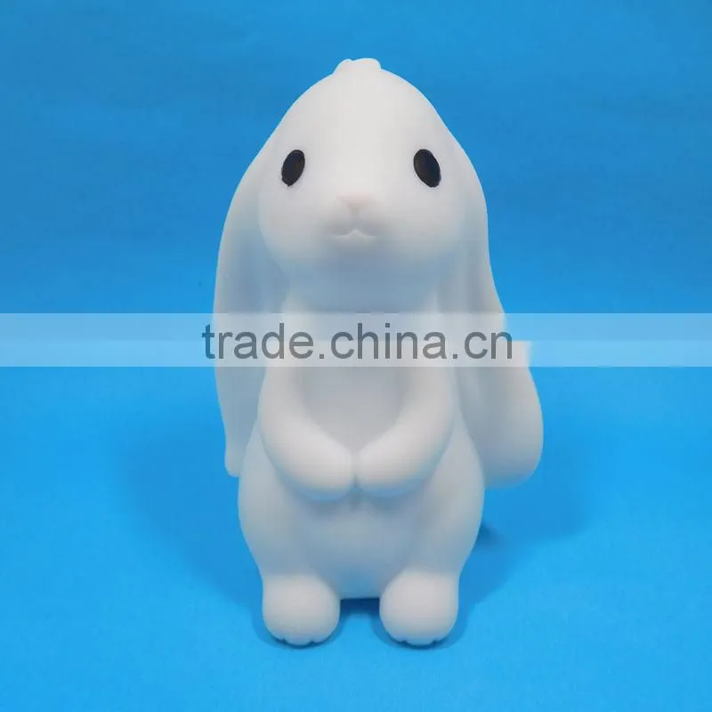 Cute Design Long Ear Plastic Rabbit Toys For Decoration French Lop Shaped Baby LED Night Light Toys