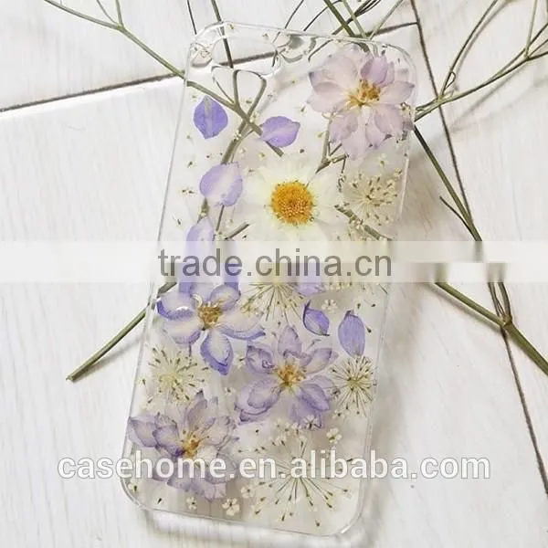 Clear Soft Silicon TPU Back Case For Apple iphone 5 5s 6 6s 6s plus Real Dry Flower Embossing Case