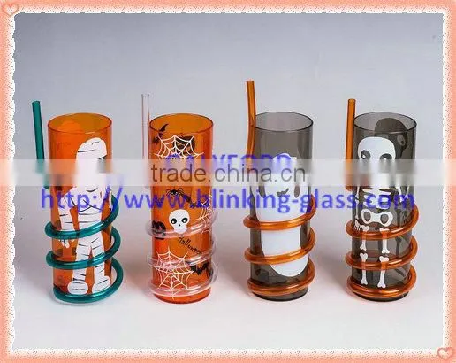 Plastic Curved straw cup - 400ml