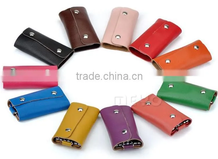 Protective snap closure full grain leather key wallet for key safe