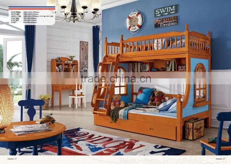 hot sale bedroom furniture solid wood kids bunk bed k2201-2203