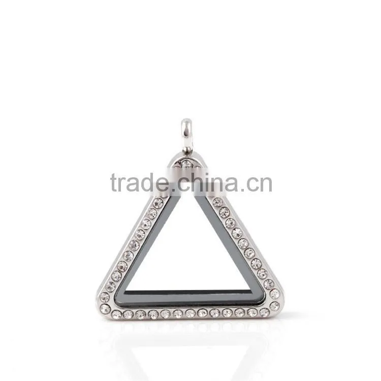 High Grade Alloy Living Floating Glass Magnetic Triangle Locket Pendant Wholesale China