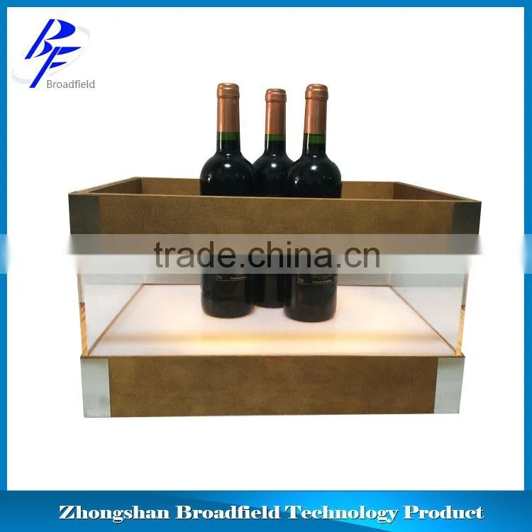 2015 wooden ice bucket ice bucket LED ice bucket logo printing