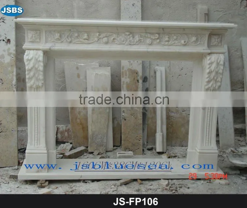 Antique marble fireplace with lion head