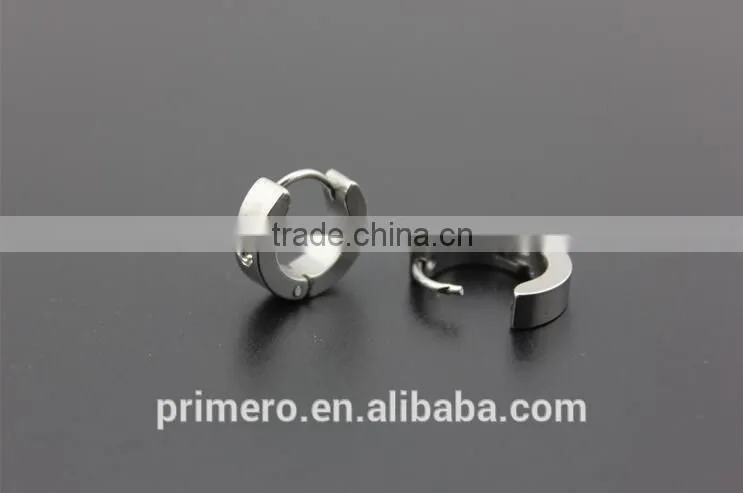 4MM Smooth Filled Shiny Cubic Zircon Fashion Stainless Steel Hoop Earring Jewelry