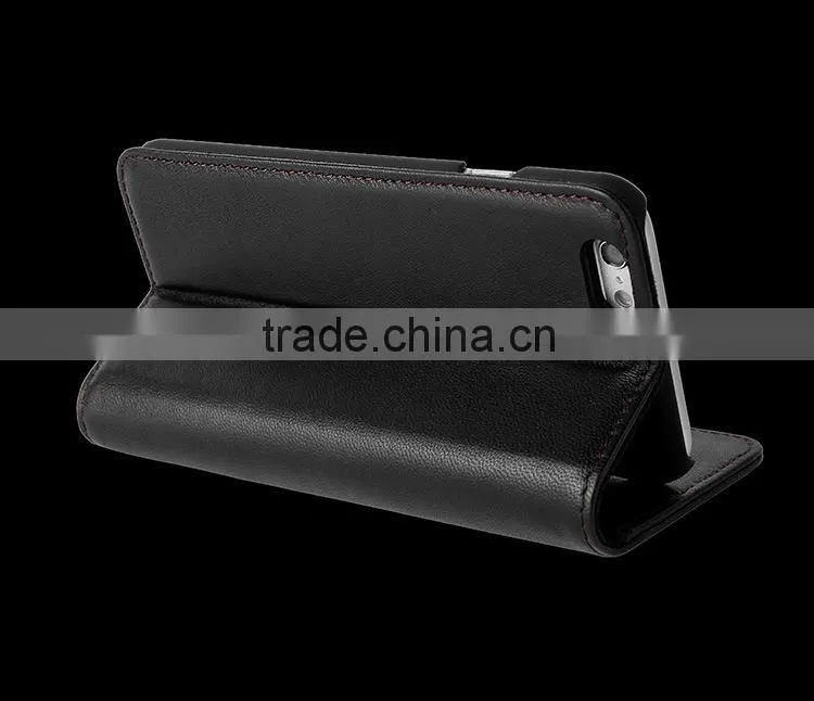 Cow leather case for iphone 6S with PC shell with card slots genuine leather black mobile phones accessories for iphone 6 case