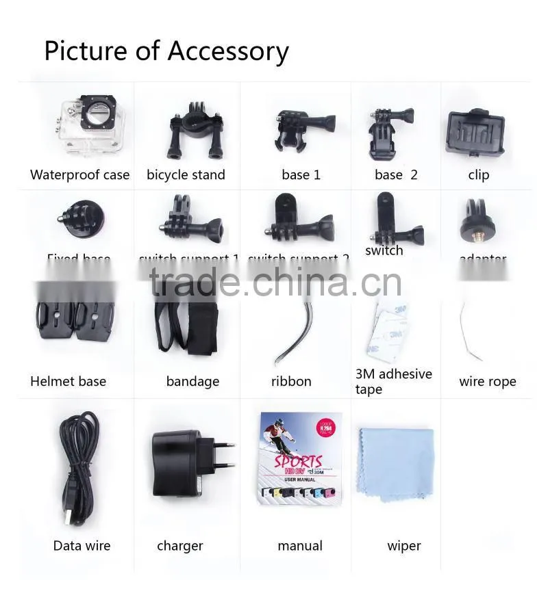 Full HD helmet sport action camera wholesale
