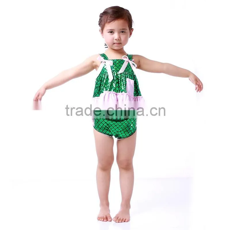 Hot sale wholesale blue baby girl mermaid romper jumpsuit kid mermaid swimming costume