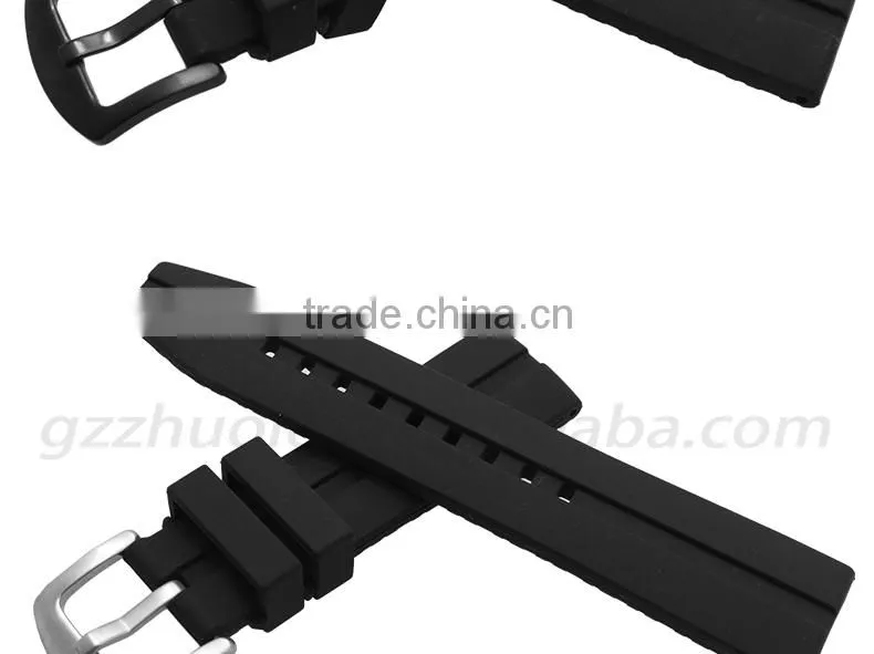 Hotsale 22|24mm waterproof high quality silicone watch strap with stainless steel buckle