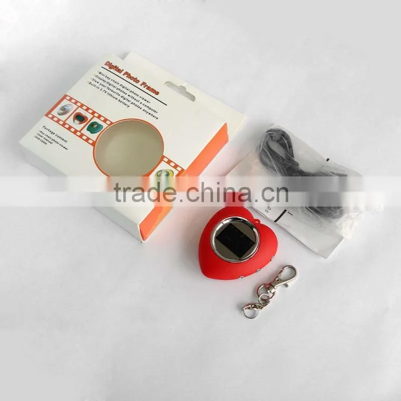 love gift heart shape mini digital photo frame with keychain