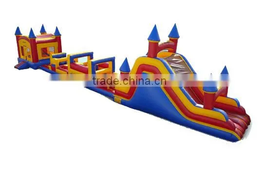 81ft long kids bouncy slide obstacle, inflatable turbo rush obstacle course