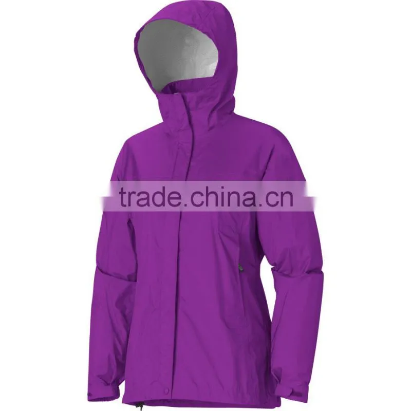 Hooded lightweight women's plain rain jacket