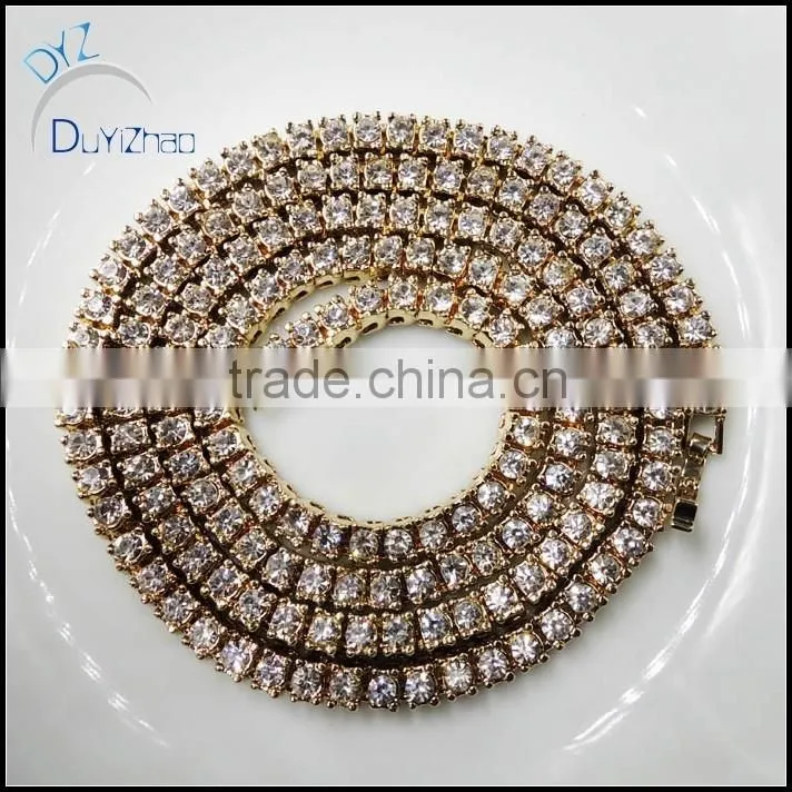 new fashion hip hop cuban plated gold fake diamond necklace