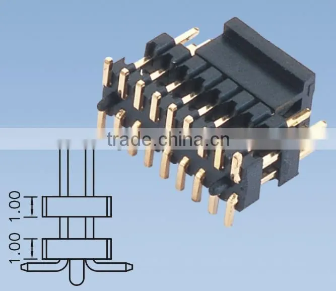 Double Row Double Insulator Pitch: 1.27 mm SMT Pin Header With Post H=1.0