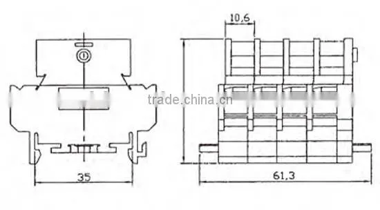 20A 300VAC 10.6mm Pitch Double Deck Terminal Block (DTB-20)