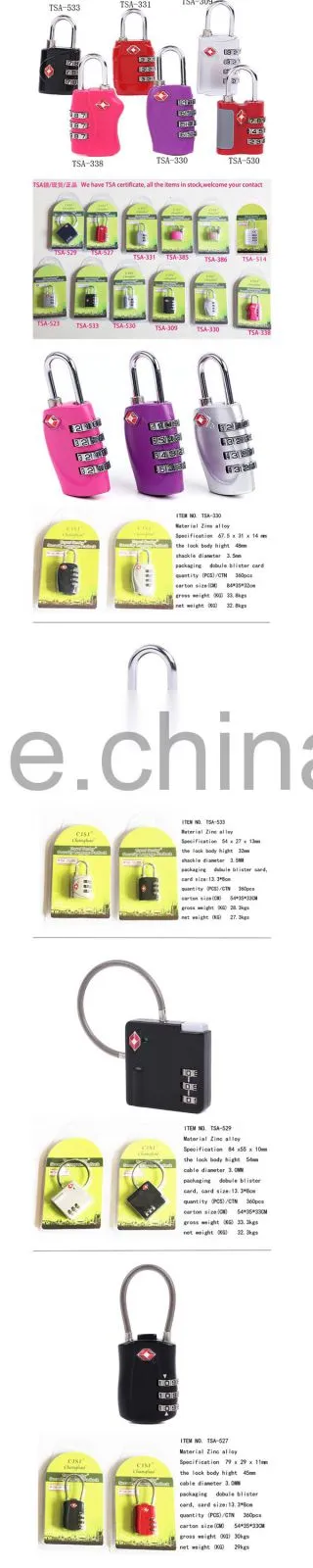 Hot sale plastic tsa luggage lock tsa550 tsa lock