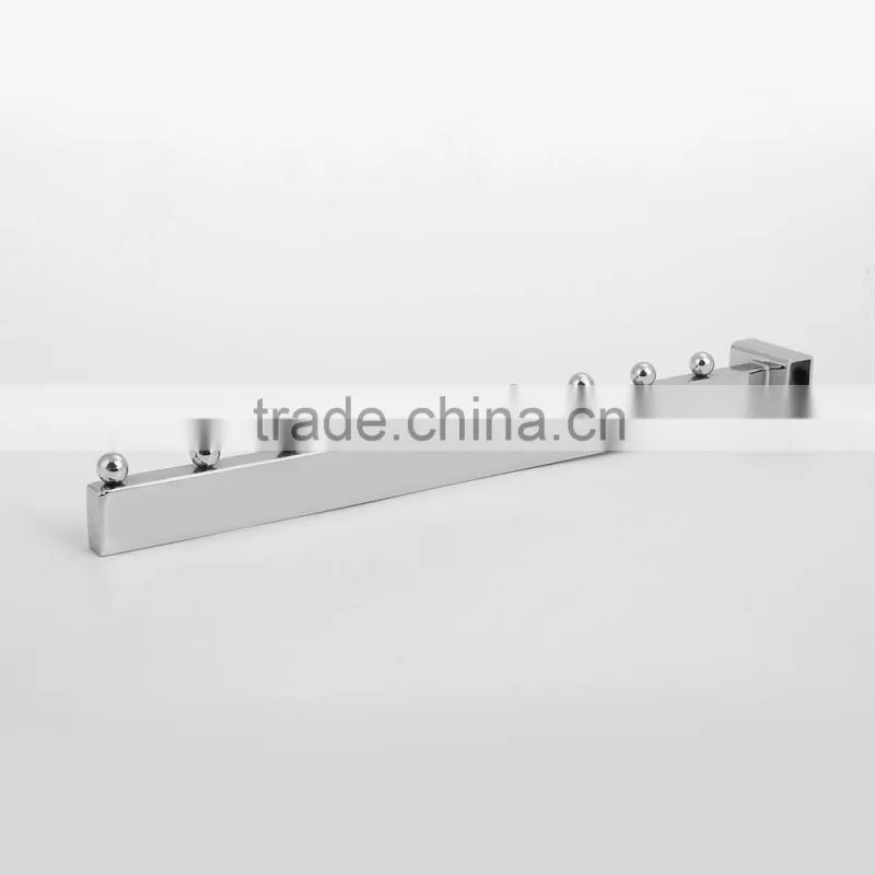 Metal Chrome Crossbar Fix Display Hook 15*30 Square Tube Straight Arm Display Hook with 9 Balls