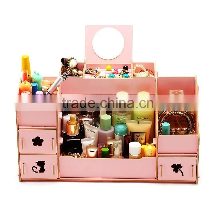 China home&office eco-friendly foldable wooden/plastic desktop storage box