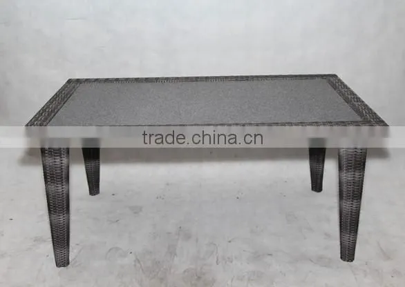 outdoor K/D PE rattan table with ceramic table top
