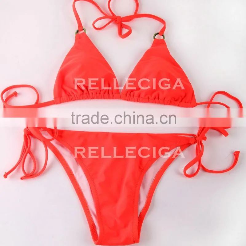 2016 RELLECIGA Bikini - Black Simply Stunning Triangle Top with Goldtone Hardware Rings