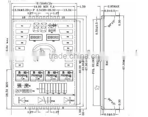custom blue led backlight see through lcd display panel for Car Audio