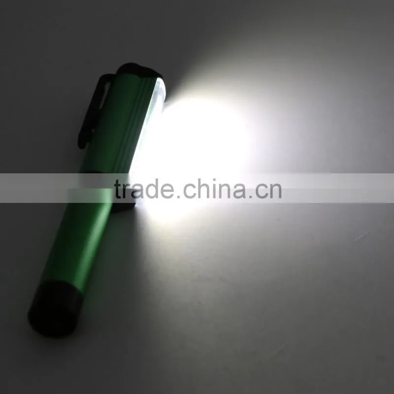 Hot mini pen flashlight Aluminum waterproof with pen holder can be placed pocket