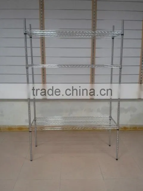 Chrome Metal 4 Layers Storage Rack Supermarket Goods Shelf