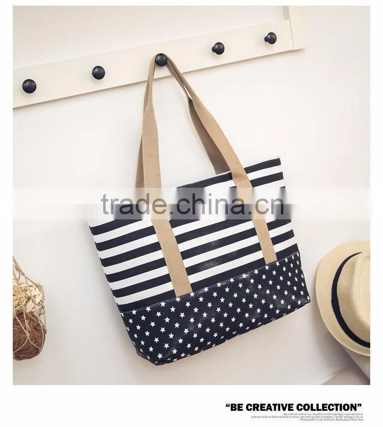 Fashion style foldable tote bag 2016 beach bags canvas
