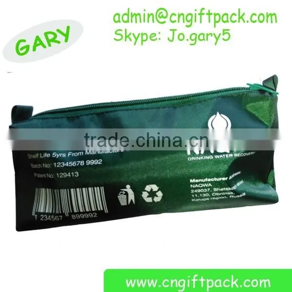 Orange Customer Printed Satin Bag with Zipper
