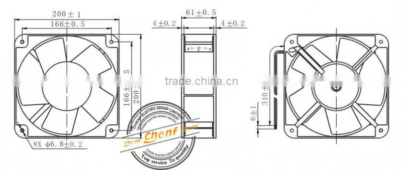 High Quality 200X200X60mm 220V AC Axial Cooling Fan