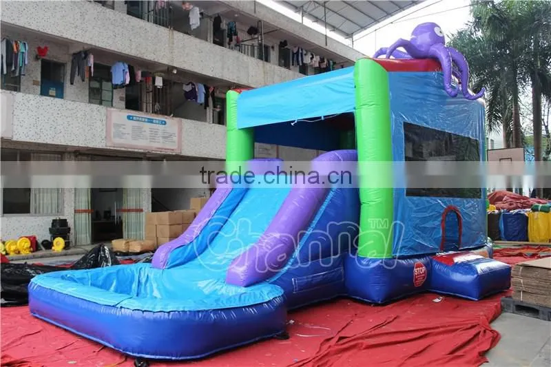 Commercial Grade Octopus Wet/Dry Inflatable Bouncy Slide Combo with Pool