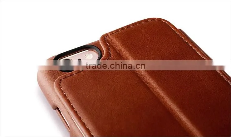 ICARER Genuine Leather Vintage Wallet Case with Three Credit Cards Slot For iPhone6/6s