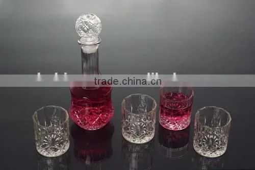 new design 5pcs glass wine set with goblet diamond decorative