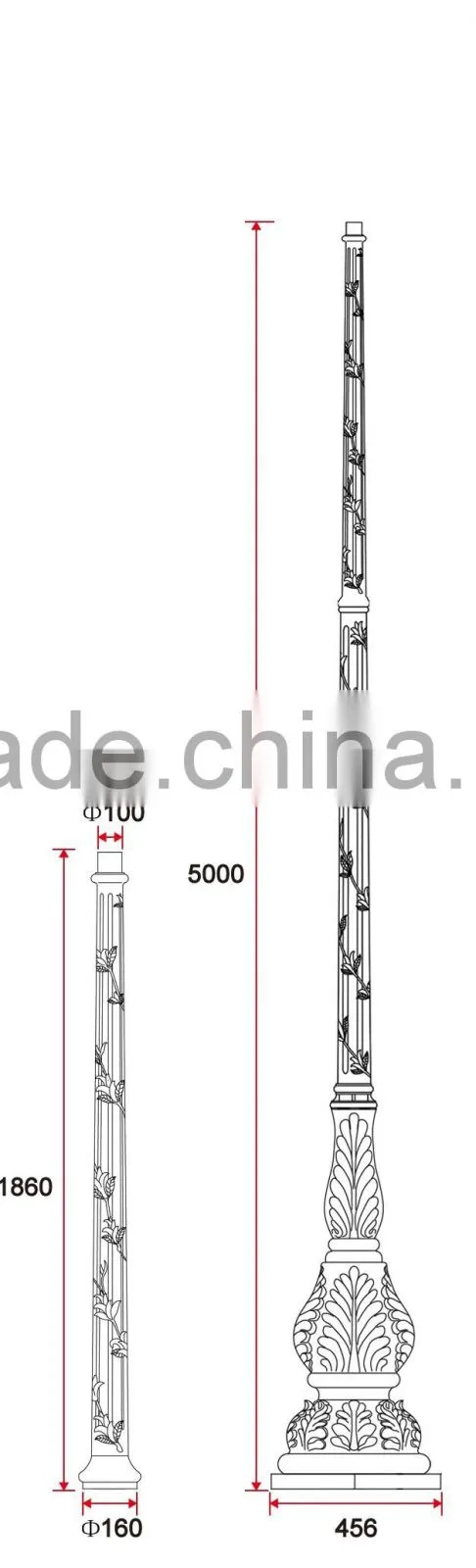 B017-1 Outdoor Aluminum Decorative Garden Height Street Light Pole