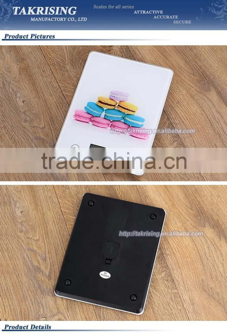 Printing Glass LCD Electronic Kitchen Weighing Digital Scales