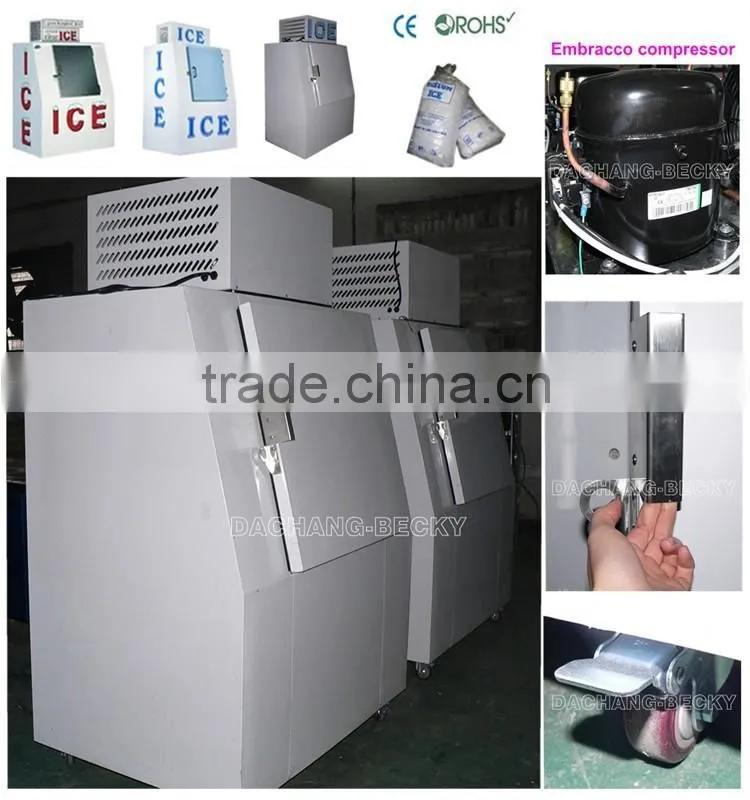DC-380 packaged ice storage freezer with slant door
