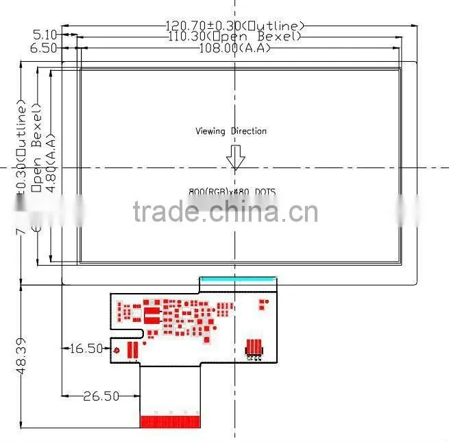 tft lcd 5 inch WVGA 800x480 RGB 5 inch lcd display