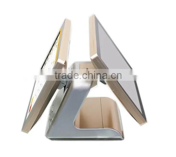 Aluminum alloy casing 15inch Double touch screen all in one for POS system