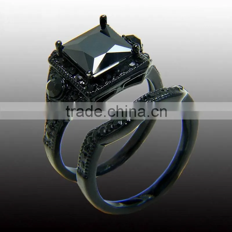 European Ring Imitation Brand Black Gold Brass Couple Combination Ring Engagement Rings