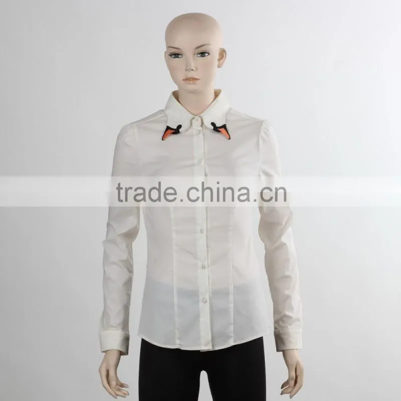 ladies office shirt design uniform shirt with white bow qhirt long sleeve business suit woman shirt