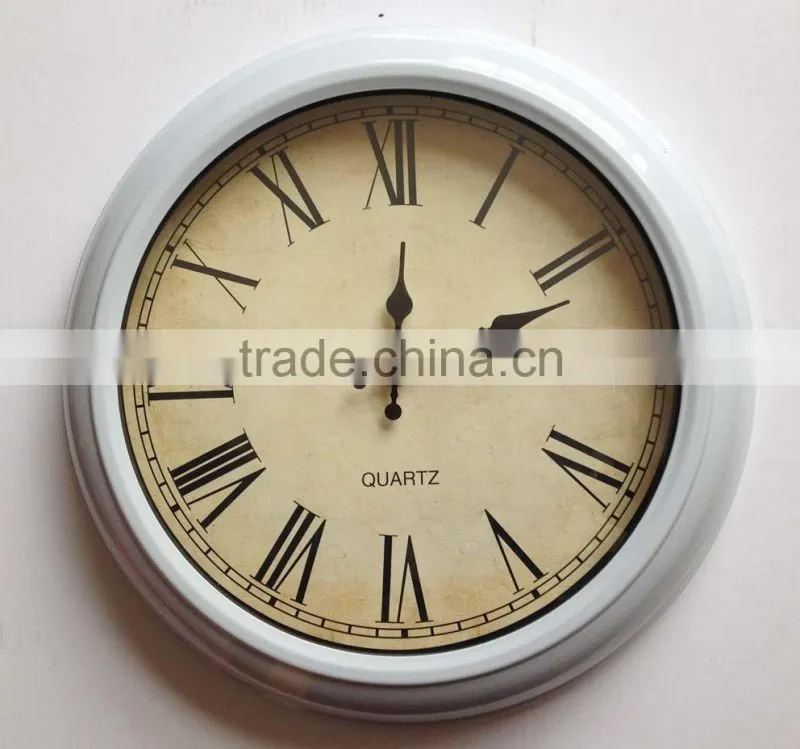 High quality classical 12 inch iron metal wall clock 2016