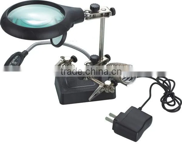 Soldering Iron Stand Magnifying Glass with Moveable LED