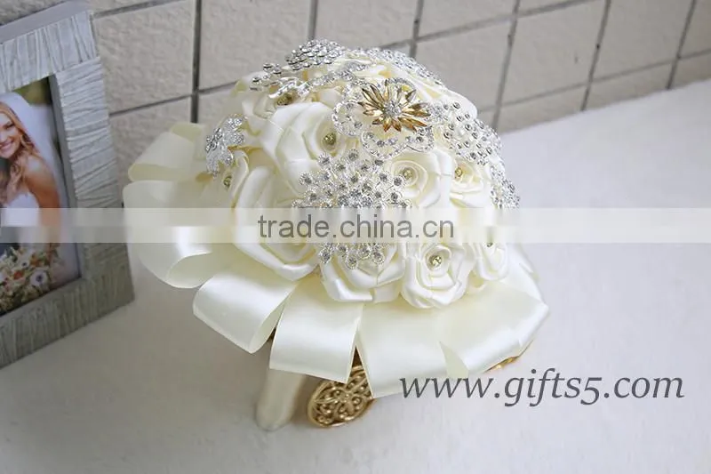 Graceful Wedding Bouquet Handmade Roses Bow Knot Wedding Flowers