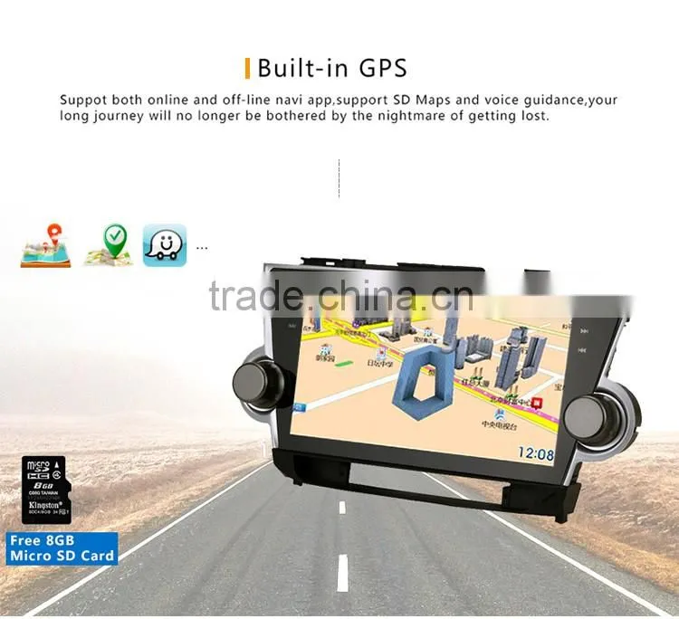 10.2 Inch Car phone connection gps multimedia navigator dvd price for Toyota highlander 2009 2012