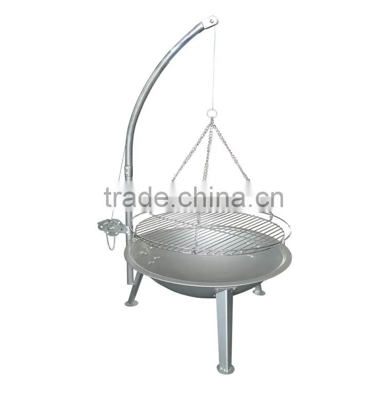 Adjustable and swing balcony hanging grill charcoal bbq