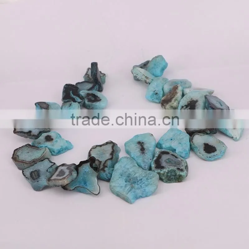 Agate Stone Druzy Beads - Blue Agate Gem stone Connector Beads For Jewelry Making